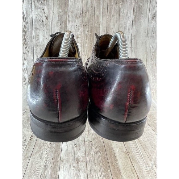Johnston & Murphy Aristocrat 8.5 Cordovan Burgundy Leather Wingtip Dress Shoes - Picture 6 of 9